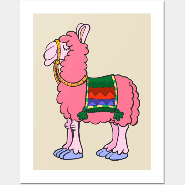 Red llama with an decorative cover on the back Wall Art by duxpavlic